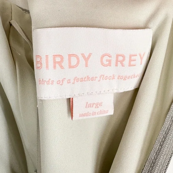 NWT Birdy Grey Gwennie Dove Gray Chiffon Dress Women’s Size Large - Picture 13 of 15